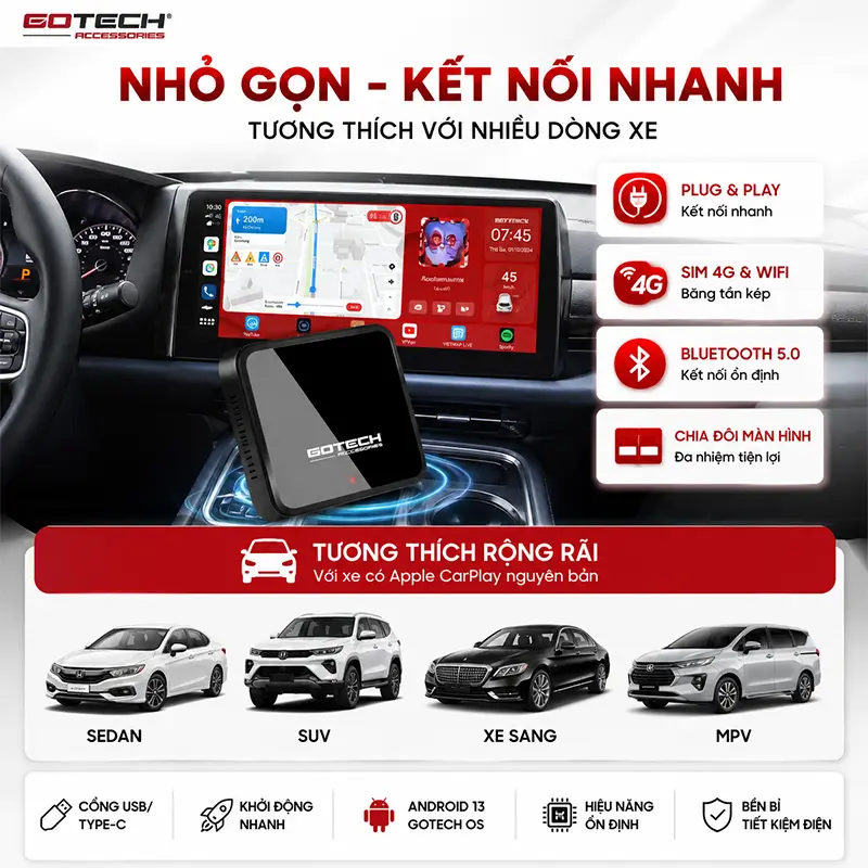 Thiết kế nhỏ gọn, kết nối nhanh và tương thích với nhiều dòng xe hiện nay