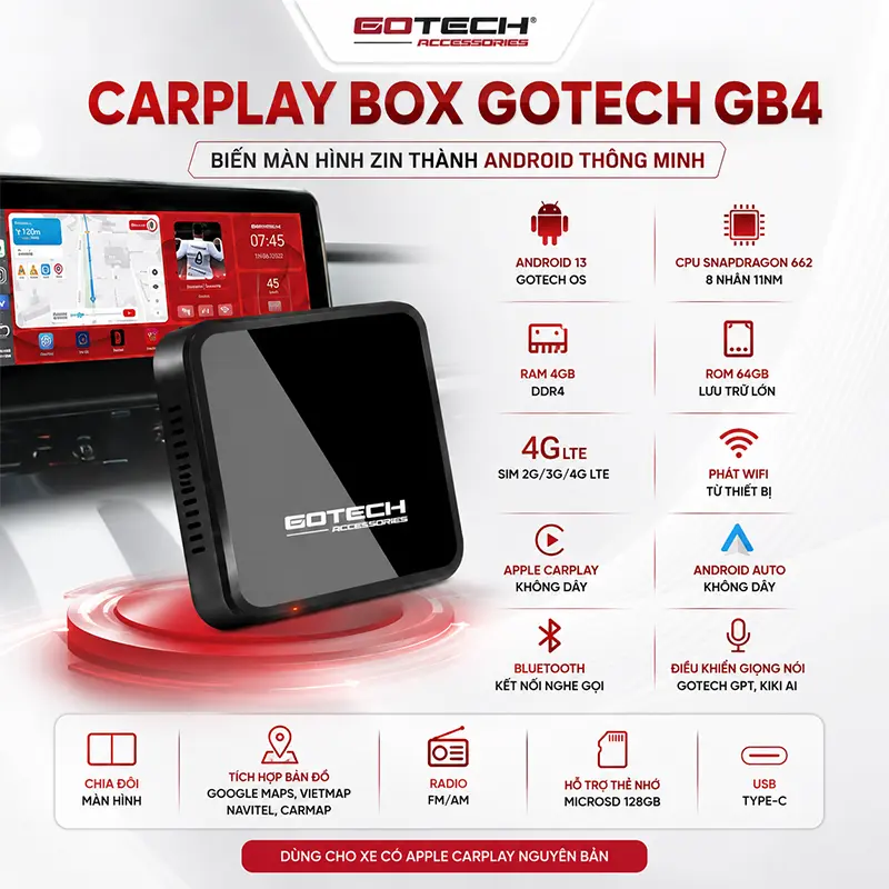 Thông tin sản phẩm android Box ô tô Gotech GB4