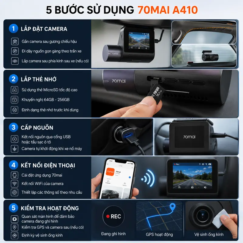Hướng dẫn sử dụng Camera hành trình 70mai A410