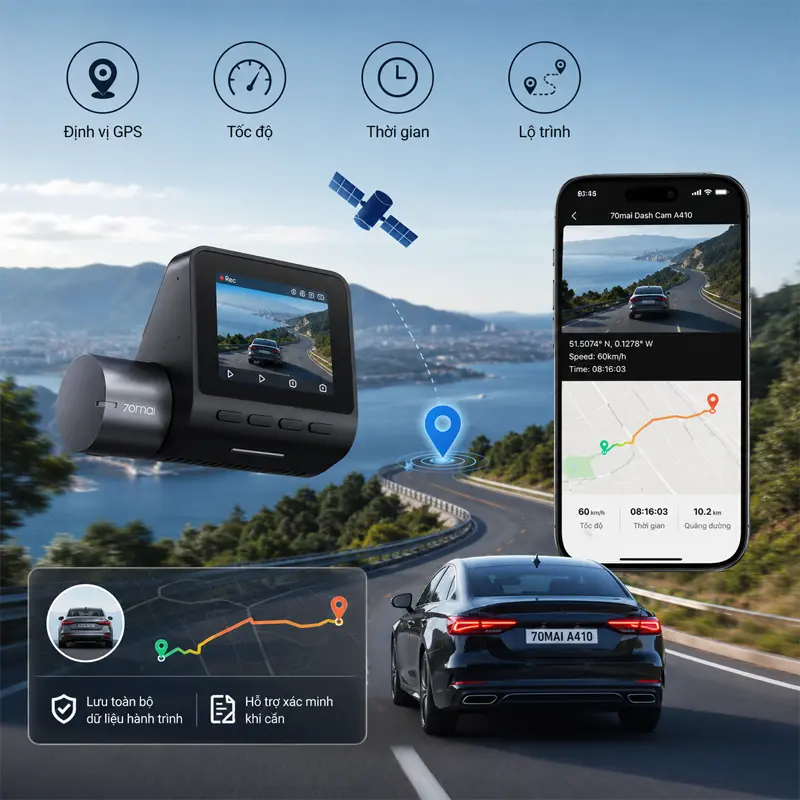 GPS tích hợp thông minh – Lưu trữ đầy đủ dữ liệu hành trình và hỗ trợ xác minh khi cần