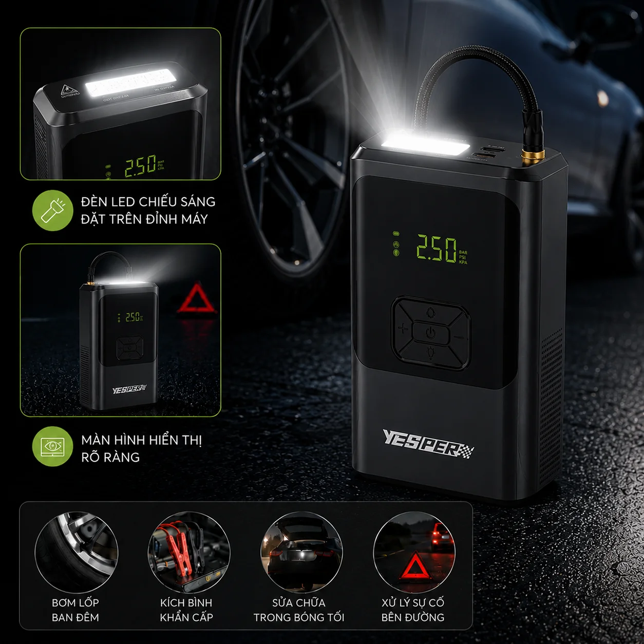 Màn hình hiển thị rõ ràng kết hợp đèn LED chiếu sáng khẩn cấp