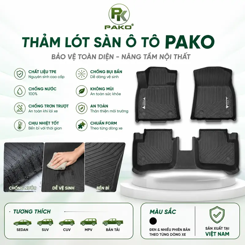 Thông tin sản phẩm thảm lót sàn ô tô PAKO chính hãng