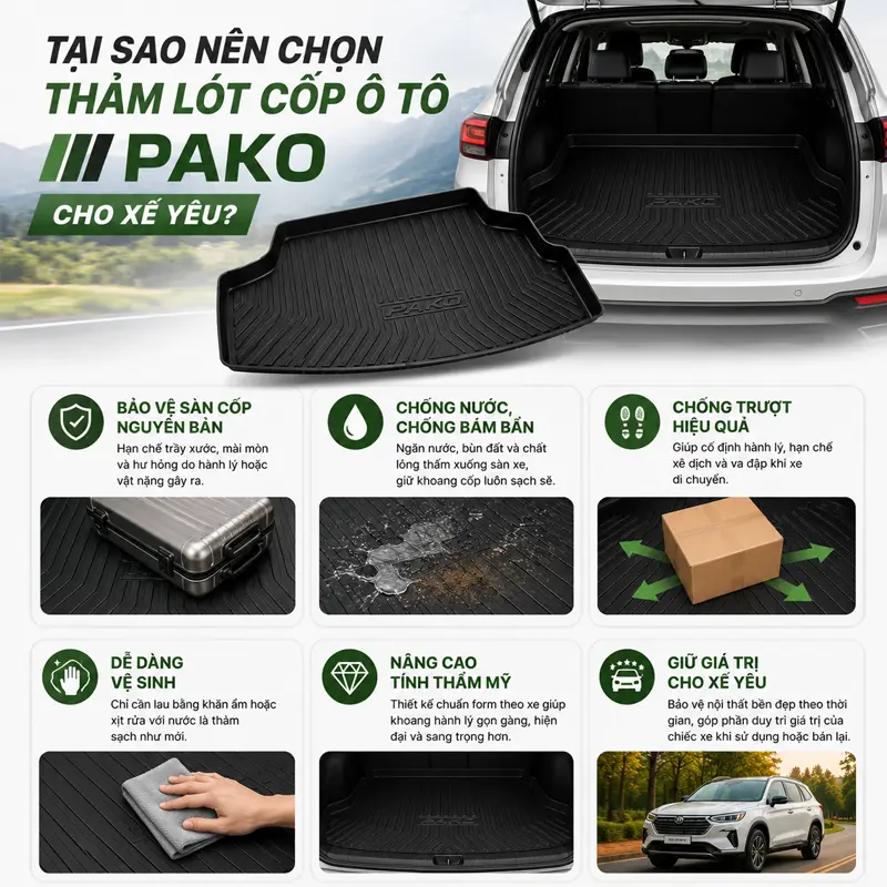 Tại sao bạn nên sử dụng thảm lót cốp ô tô PAKO cho xế yêu?