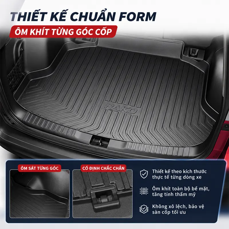 Thiết kế chuẩn form theo từng dòng xe – Ôm khít từng góc cốp, tăng tính thẩm mỹ