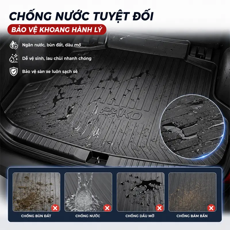 Chống nước tuyệt đối và bảo vệ khoang hành lý khỏi mọi tác nhân gây bẩn