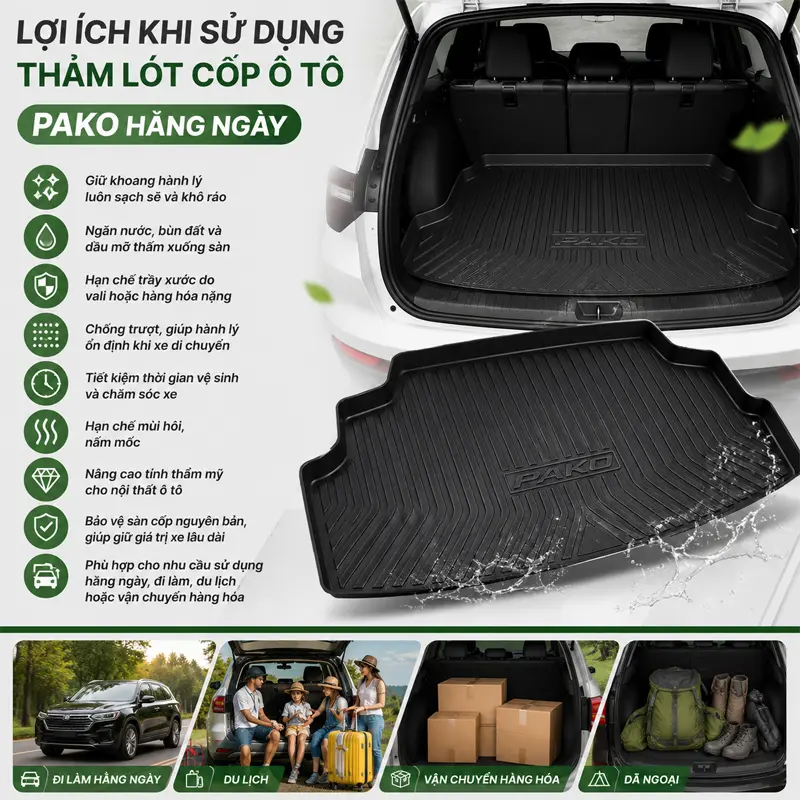 Lợi ích khi sử dụng Thảm lót cốp ô tô PAKO hằng ngày