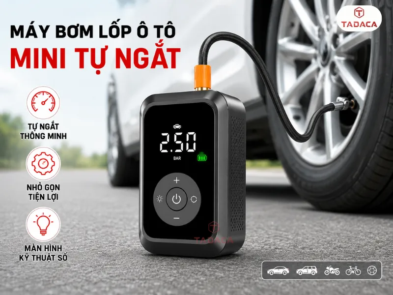 Máy Bơm Lốp Ô Tô Mini Tự Ngắt