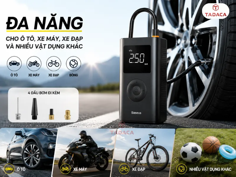 Bơm Lốp Ô Tô Baseus Đa Năng