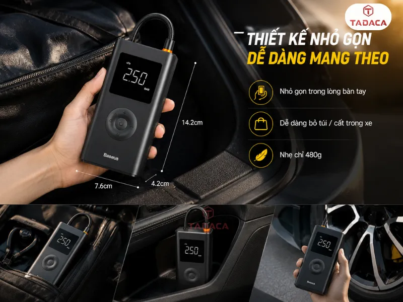 Bơm Lốp Baseus Không Dây nhỏ gọn