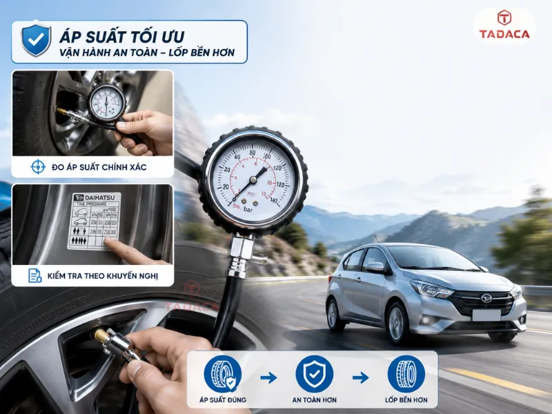 áp suất tối ưu của bơm lốp daihatsu