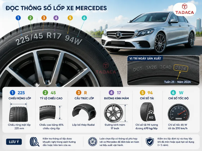 thông số lốp xe mercedes