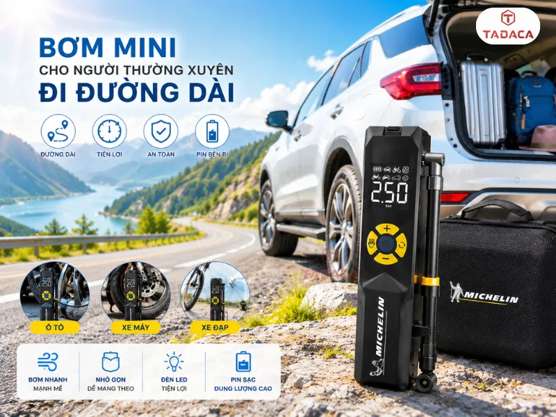 Bơm Lốp Ô Tô Mini Cho Người Thường Xuyên Đi Đường Dài