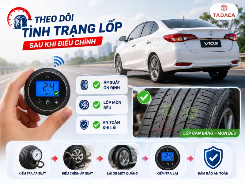 điều chỉnh áp suất lốp ô tô
