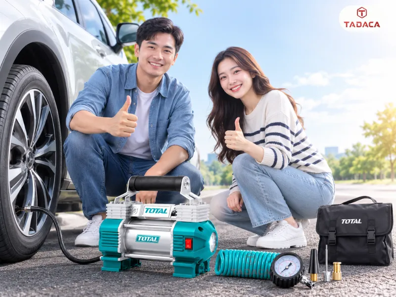khách hàng hài lòng về bơm lốp total