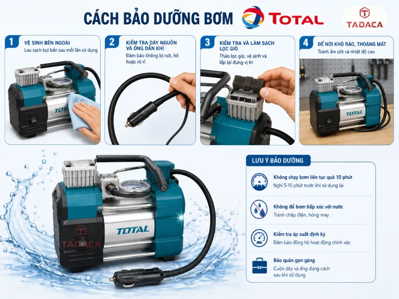 cách bảo dưỡng bơm lốp total đơn giản