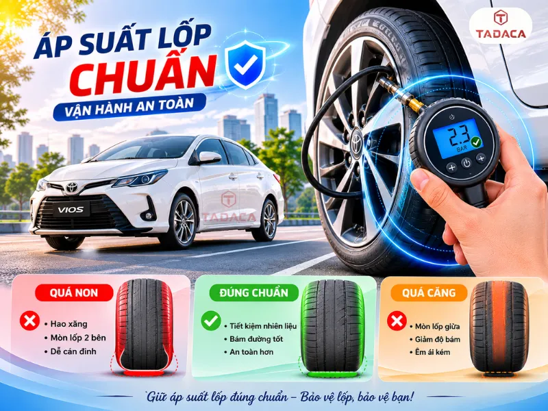 kiểm tra áp suất lốp xe vios định kỳ