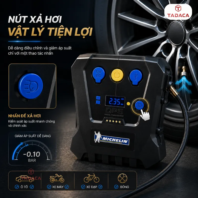 Nút xả hơi trên máy bơm michelin 12264