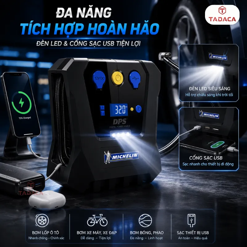 Đa năng, tích hợp đèn LED và cổng sạc USB