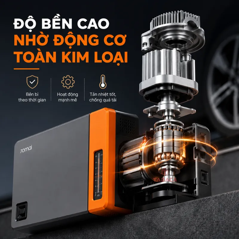 Độ bền cao nhờ động cơ toàn kim loại