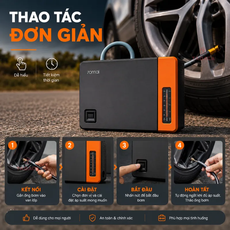 Hướng dẫn sử dụng bơm lốp ô tô 70mai TP04