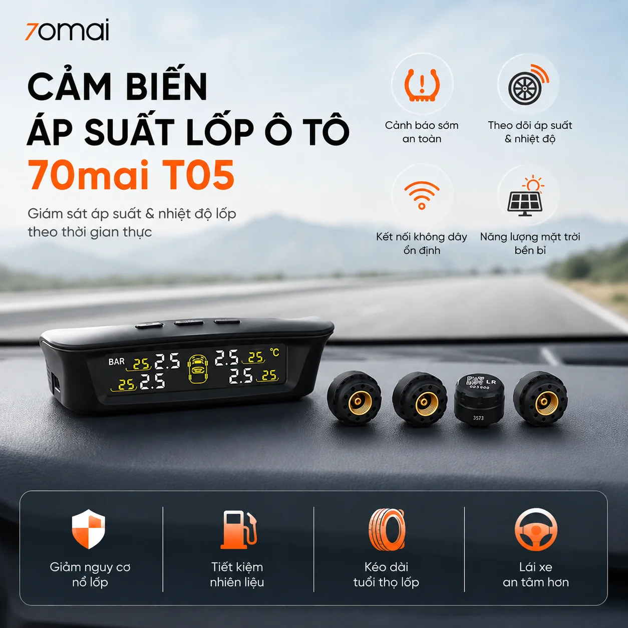 Cảm biến áp suất lốp 70mai T05