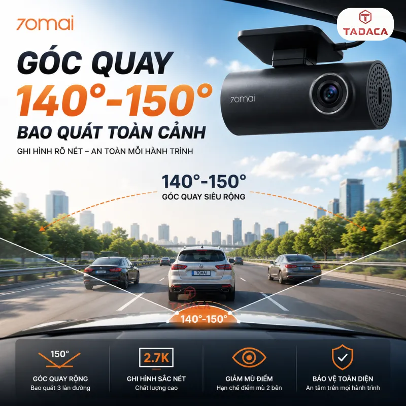 góc quay của camera hành trình 70mai