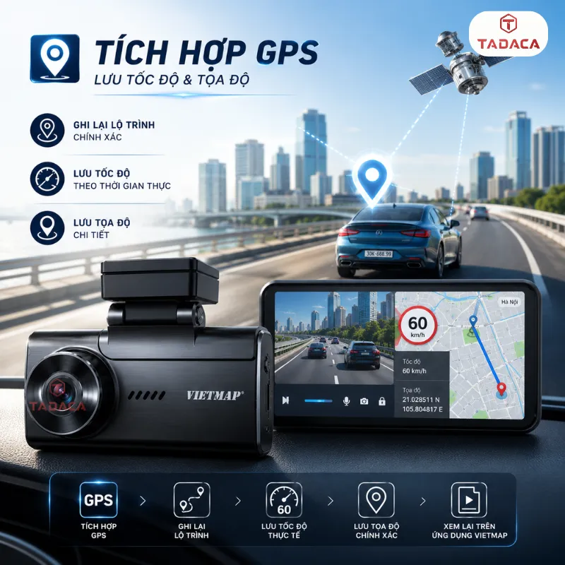 GPS tích hợp lưu tốc độ và tọa độ