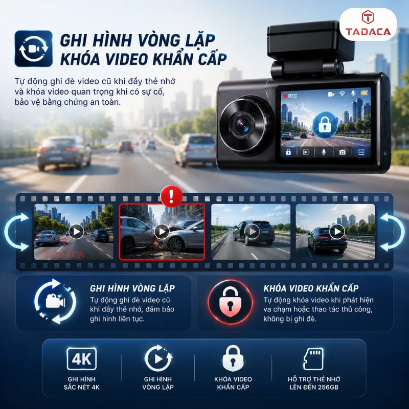 Ghi hình vòng lặp và khóa video khẩn cấp