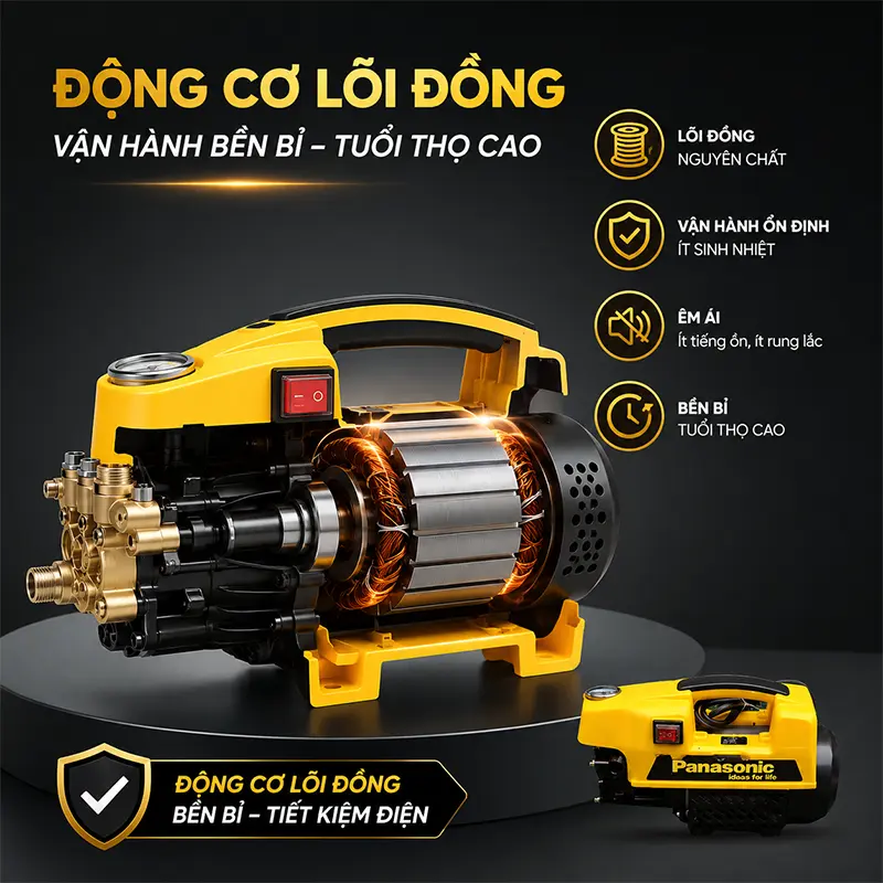 Động cơ lõi đồng nguyên chất – Vận hành bền bỉ, tuổi thọ cao
