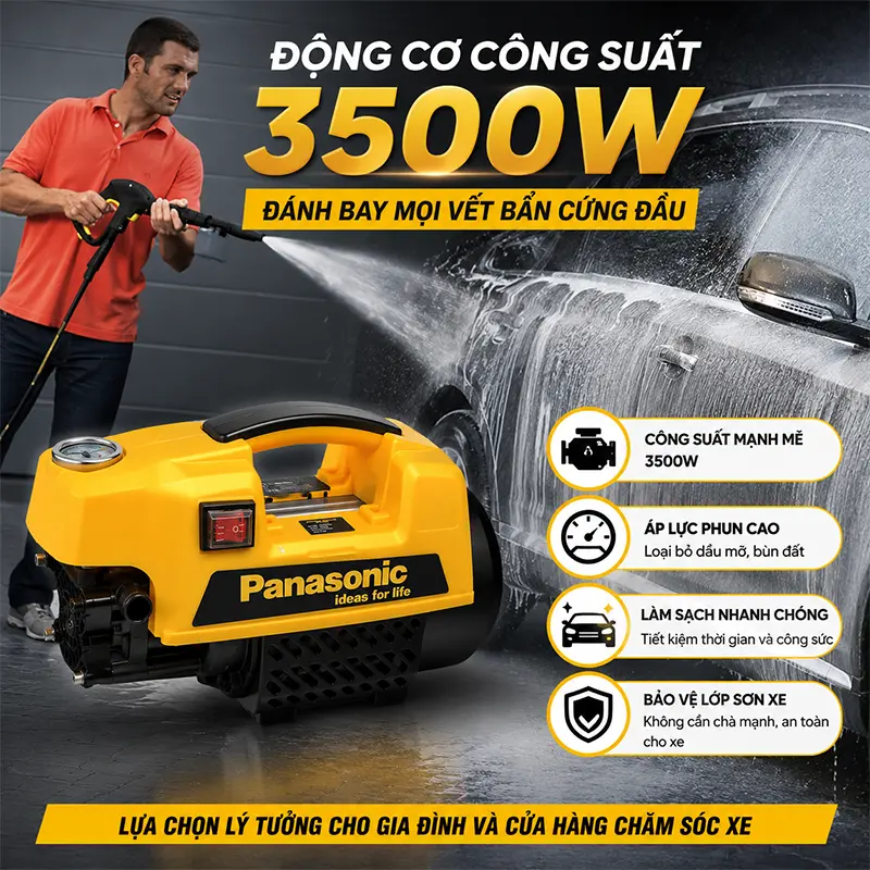 Động cơ công suất 3500W mạnh mẽ – Đánh bay mọi vết bẩn cứng đầu