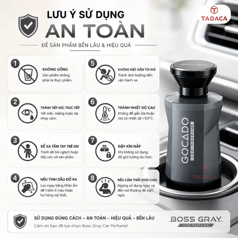 Lưu ý khi sử dụng nước hoa ô tô Gocado Boss Gray 