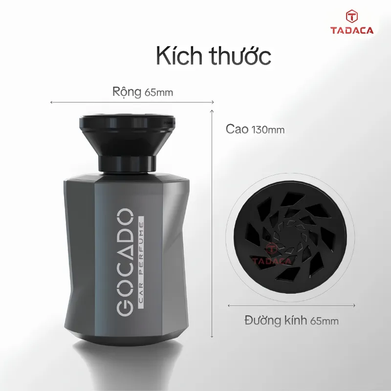 kích thước Nước hoa ô tô Gocado Boss Gray