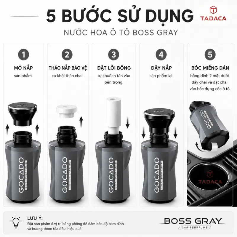Hướng dẫn sử dụng nước hoa ô tô Gocado Boss Gray