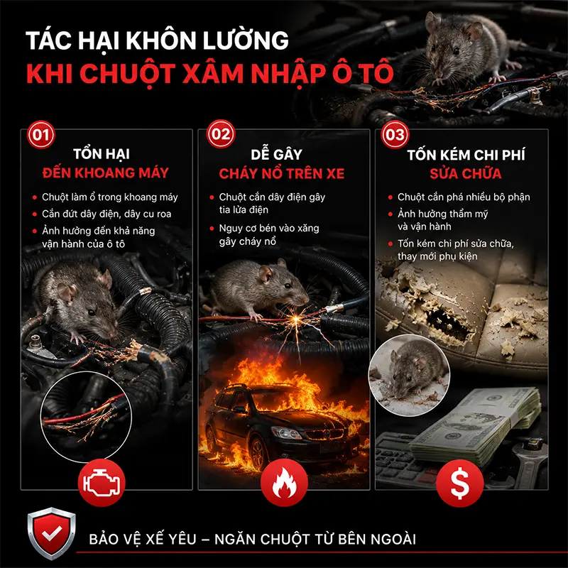 Vì sao nên sử dụng quây chống chuột xe ô tô?
