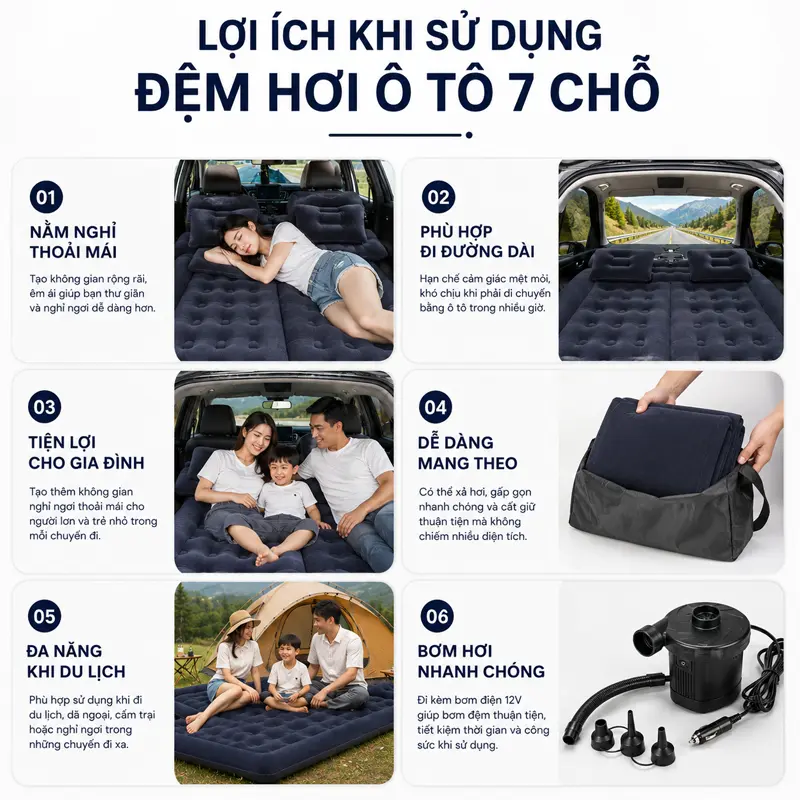 Lợi ích khi sử dụng Đệm hơi ô tô 7 chỗ