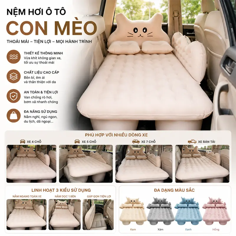 Ưu điểm của đệm hơi ô tô con mèo 