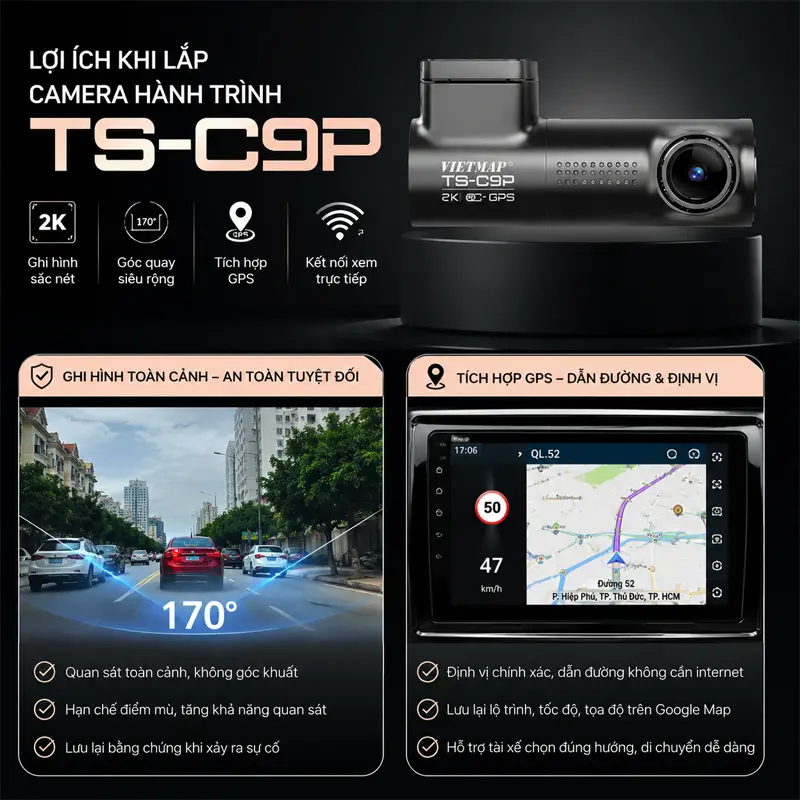Lợi ích của việc lắp Camera hành trình Vietmap TSC9P trên xế yêu của mình