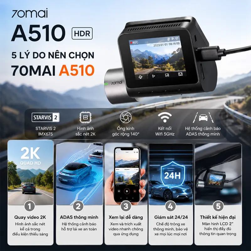 Tại sao nên chọn camera hành trình 70mai A510?