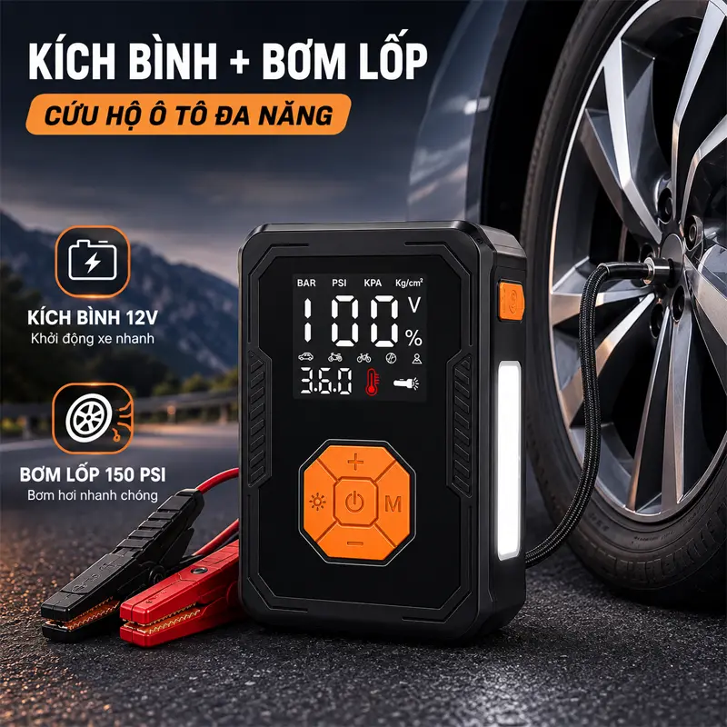 Tích hợp kích bình và bơm lốp trong cùng một thiết bị