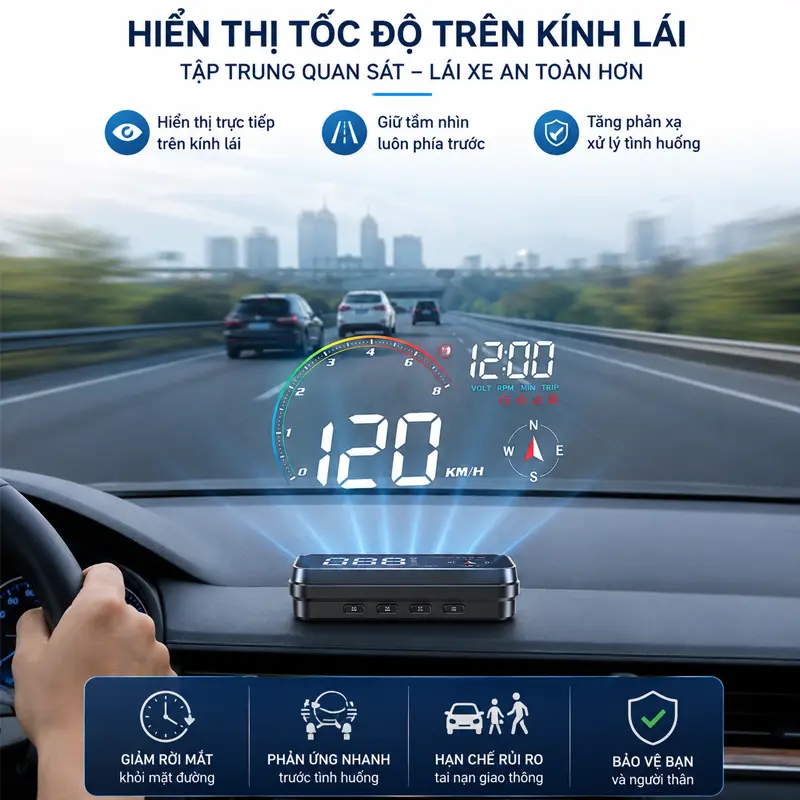 Hiển thị tốc độ trực tiếp trên kính lái giúp tập trung quan sát đường
