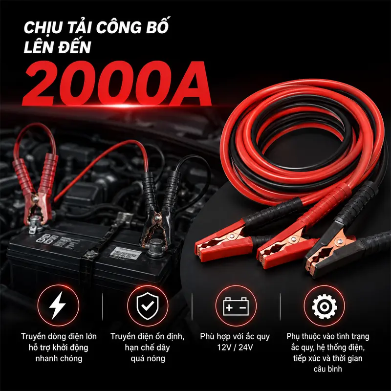 Thông tin sản phẩm dây câu bình ắc quy ô tô 2000A chính hãng