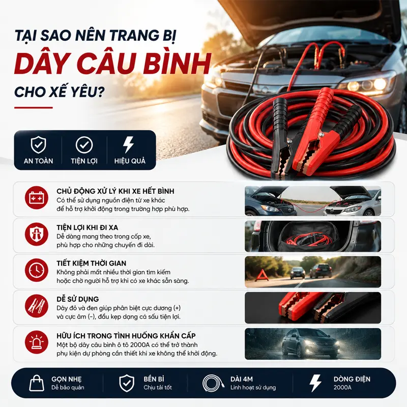 Tại sao nên trang bị dây câu bình cho xế yêu?
