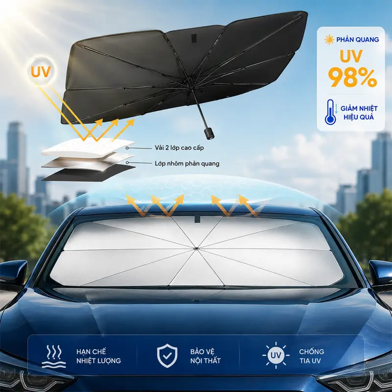 Lớp nhôm phản quang hỗ trợ hạn chế tia UV và nhiệt lượng