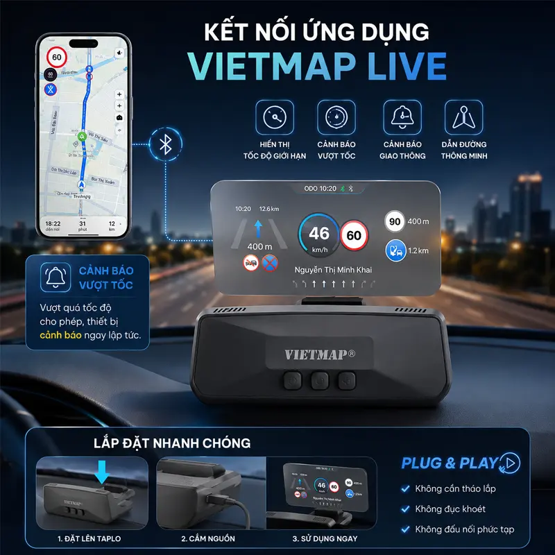 Đặc điểm nổi bật của màn hình Vietmap HUD H50 