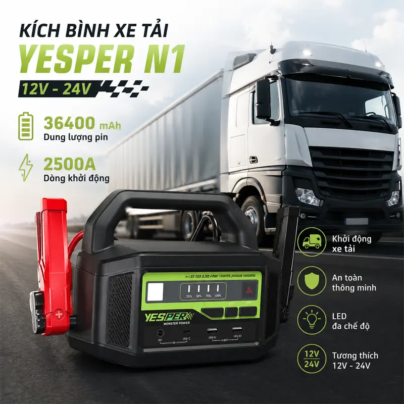Kích bình xe tải 12V-24V Yesper N1 cao cấp