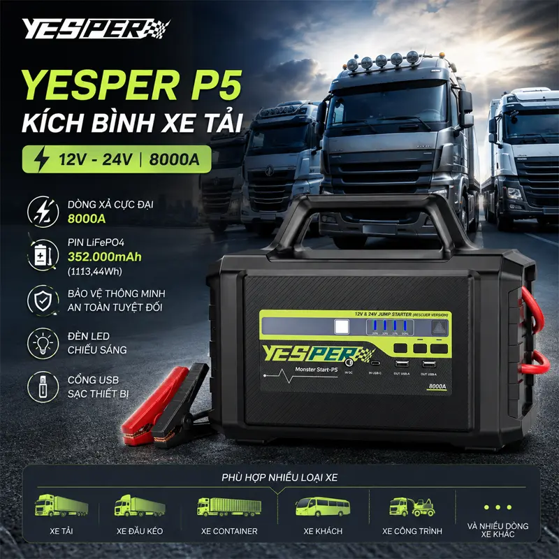Kích bình xe tải Yesper P5 12V-24V
