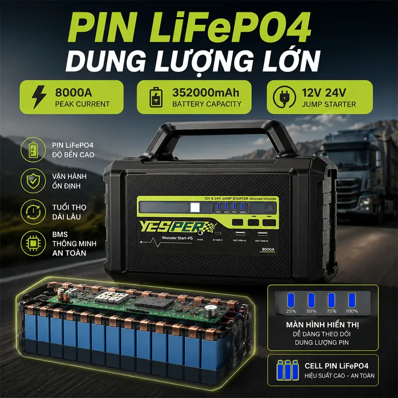 Pin LiFePO4 dung lượng lớn 352.000mAh