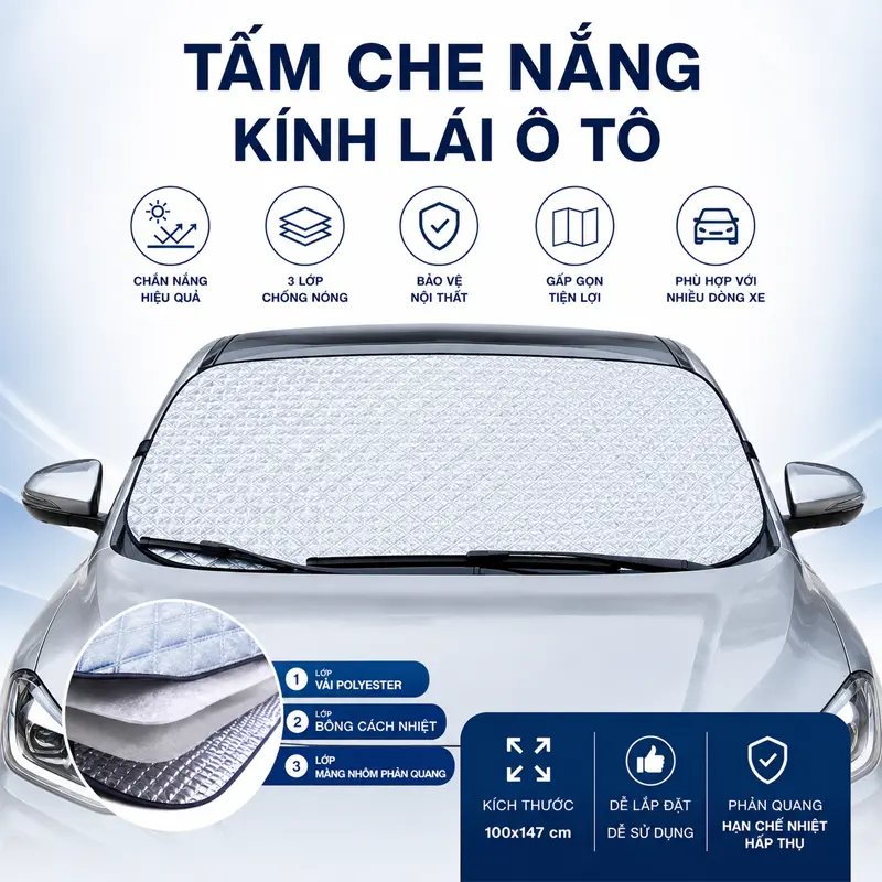 Thông tin sản phẩm tấm che nắng kính lái ô tô 3 lớp