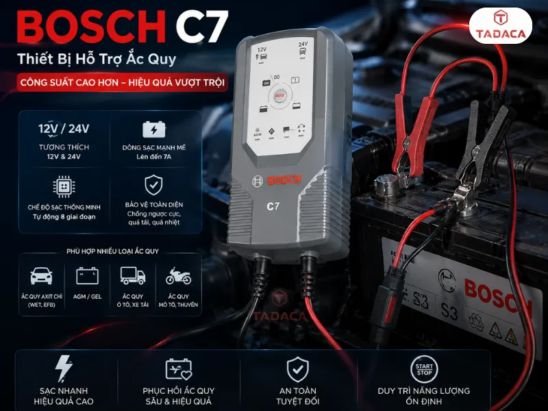 Bosch C7 - Thiết Bị Hỗ Trợ Ắc Quy Công Suất Cao Hơn