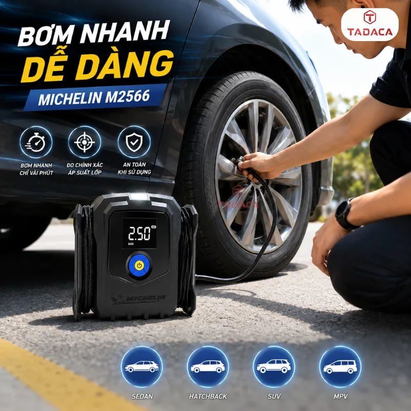 Hướng dẫn sử dụng bơm lốp ô tô Michelin M2566